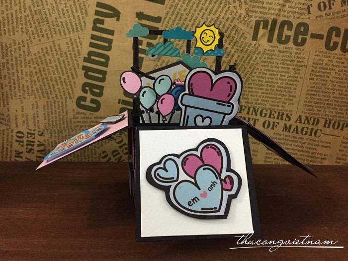 Thiệp hộp 3D tình yêu mẫu 1